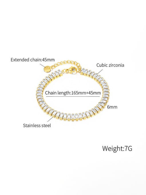 Gold 16 5CM round plaque Titanium Steel Cubic Zirconia Geometric Hip Hop Link Bracelet