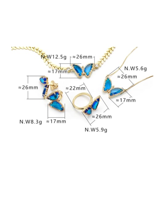 XYZ Brass Glass Stone Butterfly Minimalist Necklace 2