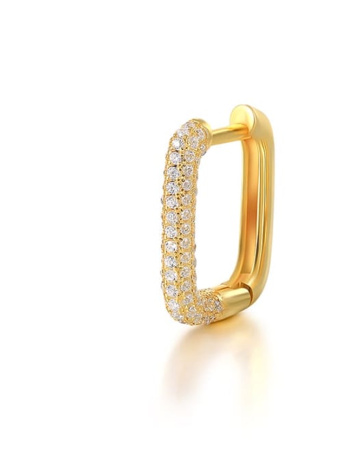 Gold single white diamond 925 Sterling Silver Cubic Zirconia Geometric Drop Single  Earring by One Piece