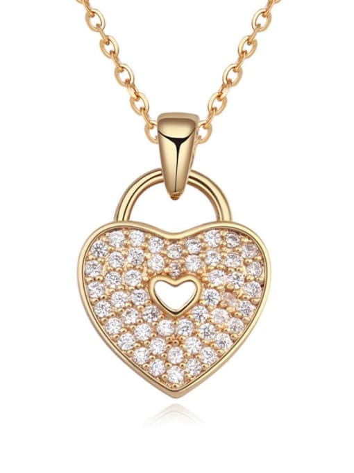 18K Gold Plated Copper Cubic Zirconia White Heart Trend Necklace