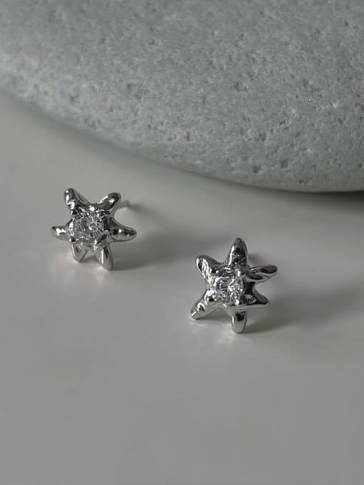 Metal starfish earrings Alloy Cubic Zirconia Heart Dainty Stud Earring