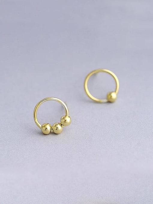 Gold Plated 925 Sterling Silver Round Minimalist 8mm Hoop Earring