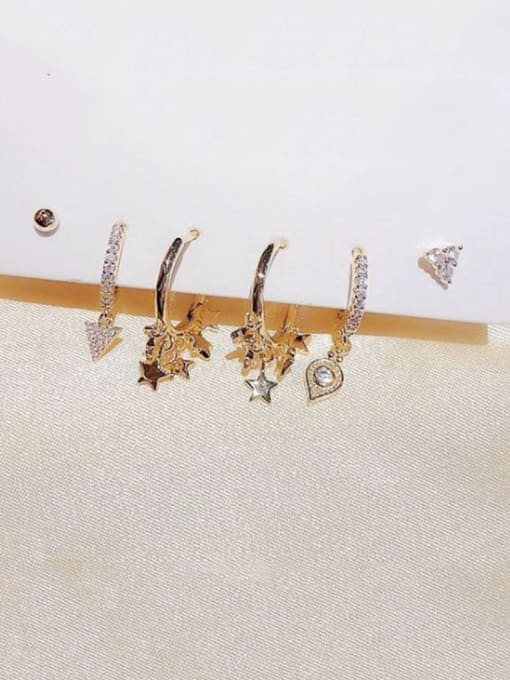 Ming Brass Cubic Zirconia Star Dainty Huggie Earring 1