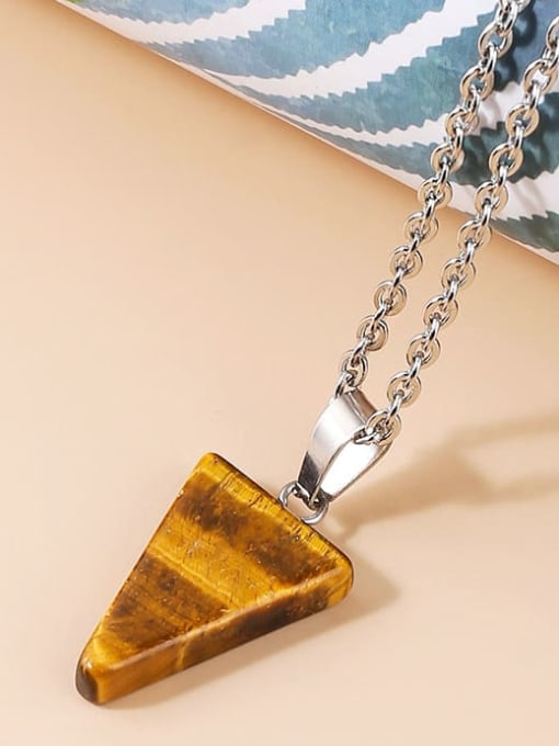 Natural yellow tiger eye Multicolor Natural Stone +triangle Shape Geometric Artisan Necklace