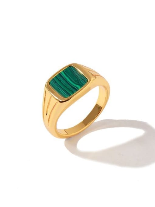 Golden green Brass Shell Geometric Minimalist Band Ring