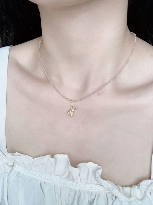Scarlet White N-DIY-0017 Suntone Chain Bear Pendant  Vintage Handmade Beaded Necklace 1