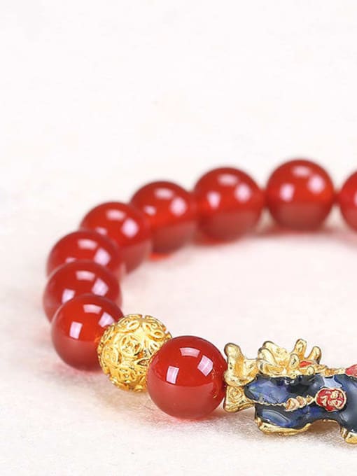 Red agate discoloration Agate Alloy Minimalist Handmade Beaded Bracelet