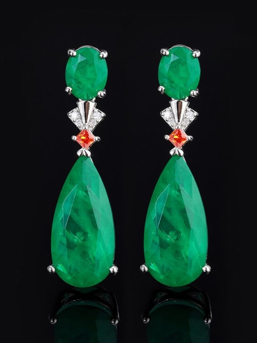 Emerald green Brass Drop Earring