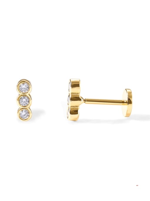 Single Gold Style 8 925 Sterling Silver Cubic Zirconia Geometric Single Earring With Flat backs