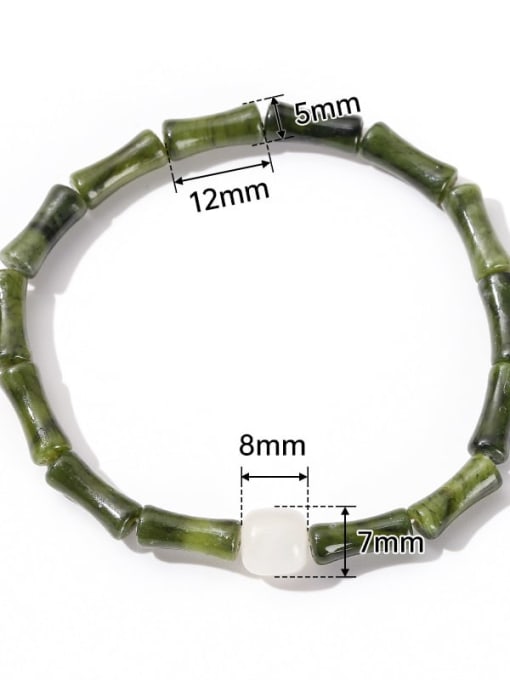 NA-Stone Olive jade Bamboo joint Vintage Beaded Bracelet 3