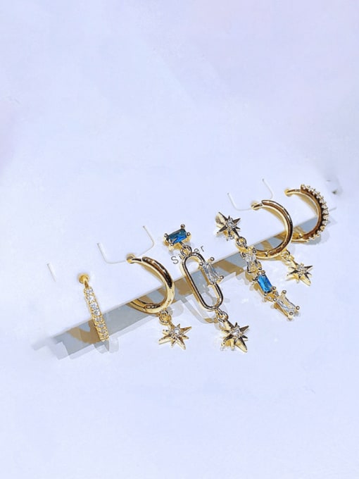 Ming Brass Cubic Zirconia Irregular Minimalist Huggie Earring 2
