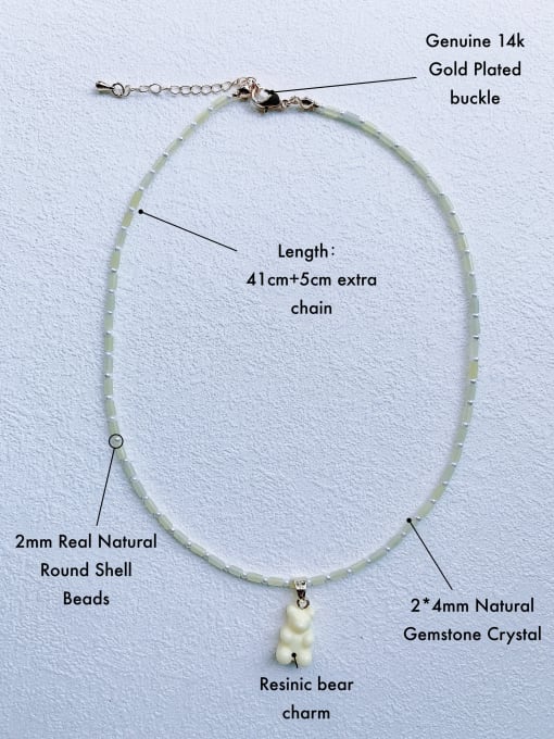 Scarlet White N-BEAR-006 Natural Stone Chain Bear Pendant Cute Handmade Beaded Necklace 3