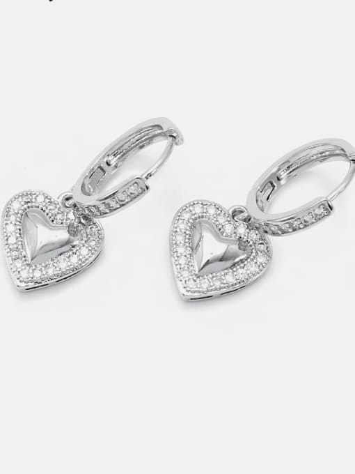 earrings  white gold and white zircon Brass Cubic Zirconia Minimalist Heart  Earring and Necklace Set