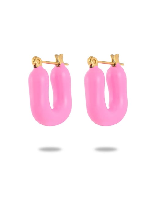Pink Stainless steel Enamel Earring with 9 colors