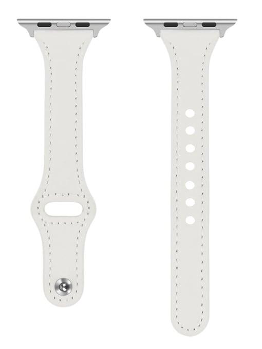 white Leather Wristwatch Band For Apple Watch Series 1-7