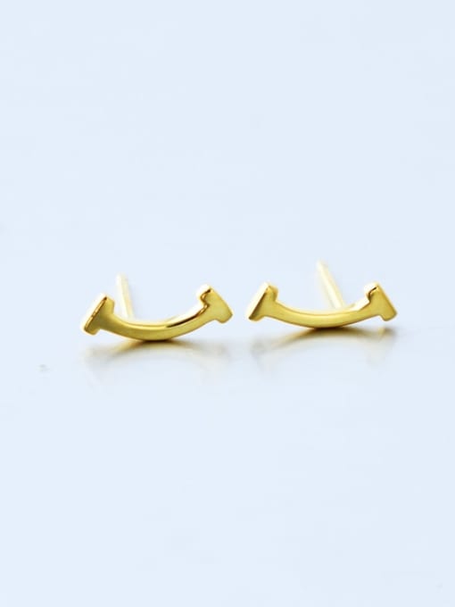 Gold Plated 925 Sterling Silver Minimalist Smile Ear Climber Earring