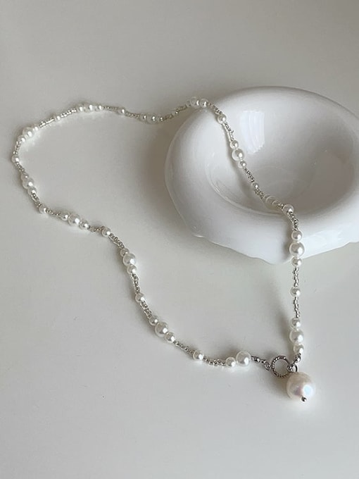 LM Alloy Freshwater Pearl Geometric Dainty Beaded Necklace 2