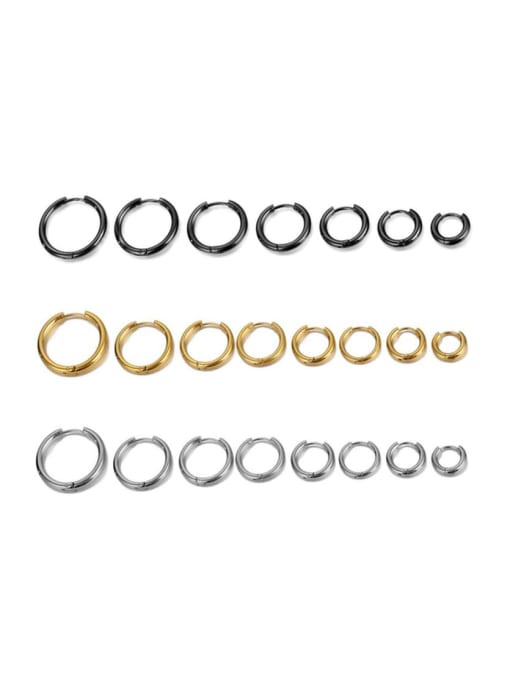 LM Titanium Steel Round Hoop Earring With 7 sizes 1