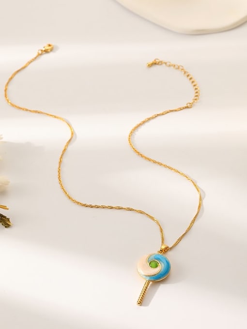 Necklace Geometric Brass Enamel Lollipop Earring and Necklace