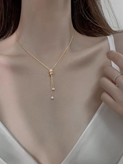 LM Brass Geometric Tassel Necklace 1