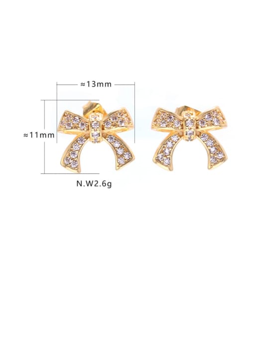 XYZ Brass Cubic Zirconia Butterfly Dainty Stud Earring 2