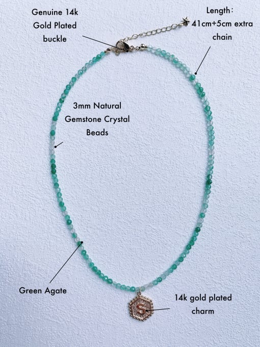 Scarlet White N-DIY-0022 Natural  Gemstone Crystal  Bead Chain Letter Pendant Handmade Beaded Necklace 2