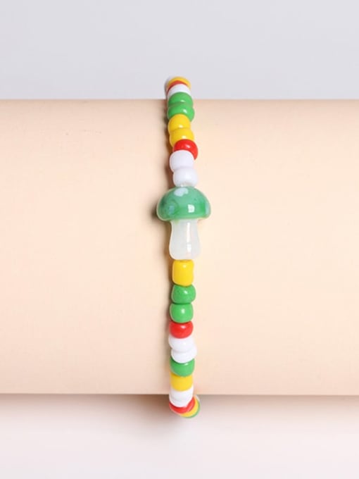 NA-Stone Bead Mushroom Cute Handmade Beaded Bracelet 0