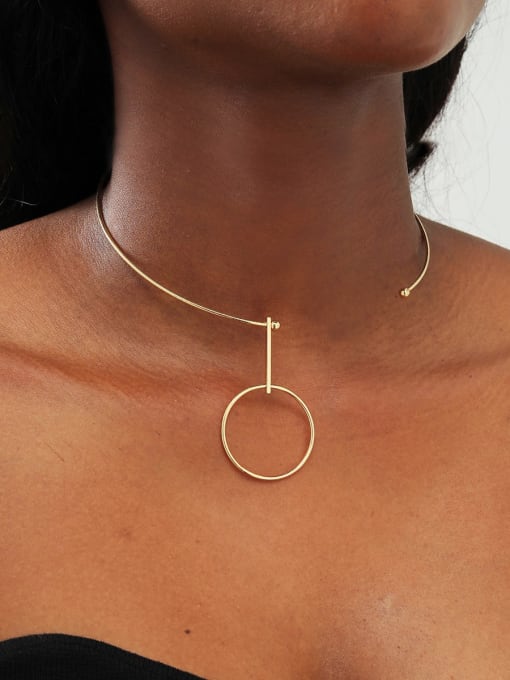 LM Brass Geometric Minimalist Choker Necklace 1