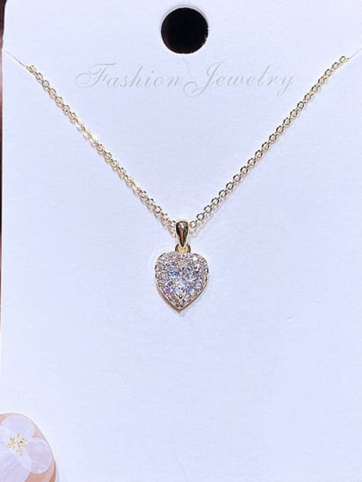 Ming Brass Cubic Zirconia Heart Minimalist Necklace 0