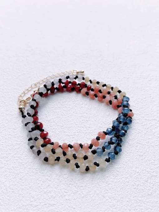 Scarlet White N-STLN-0001 Natural  Gemstone Crystal  Multi Color  Bead Chain Minimalist Handmade Beaded Necklace 2