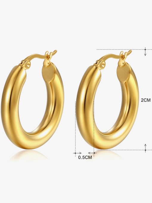 2cm, Gold color Stainless steel Hoop Earring with waterproof