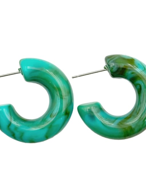 Turquoise Brass Acrylic Geometric Minimalist Stud Earring