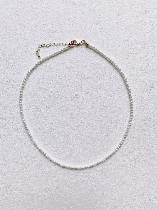Scarlet White N-PE-0001 Imitation Pearl Round Minimalist Handmade Beaded Necklace 0