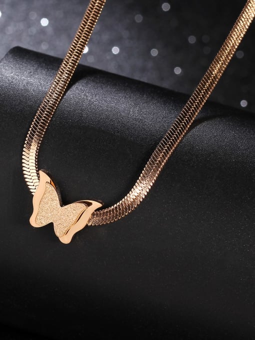 LM Titanium 18K rose gold plated Geometric Hip Hop butterfly Necklace 1