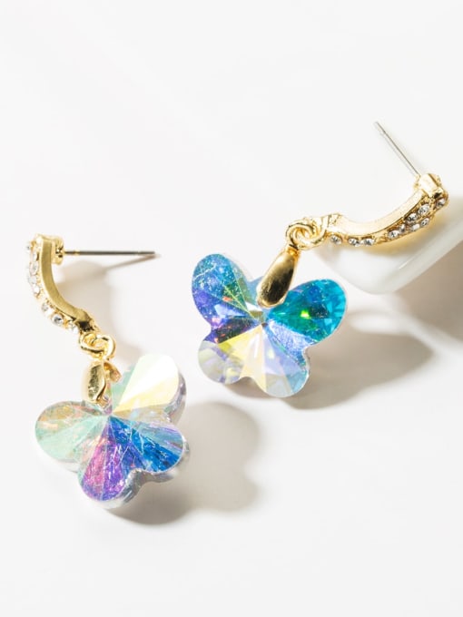 Muilt Color Alloy Glass Bead Drop 3.6cm * 1.8cm butterfly Earring