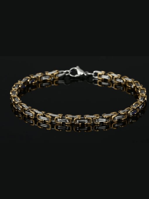 4MM,Two-Color, 19CM Length Titanium Steel Emperor cubin Bracelet