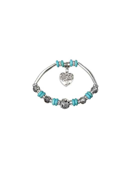 LM Alloy Turquoise Heart Vintage Charm Bracelet 0
