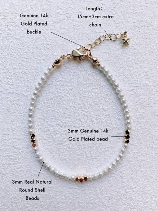 Scarlet White Brass Natural Shell Beads Handmade Beaded Bracelet 3