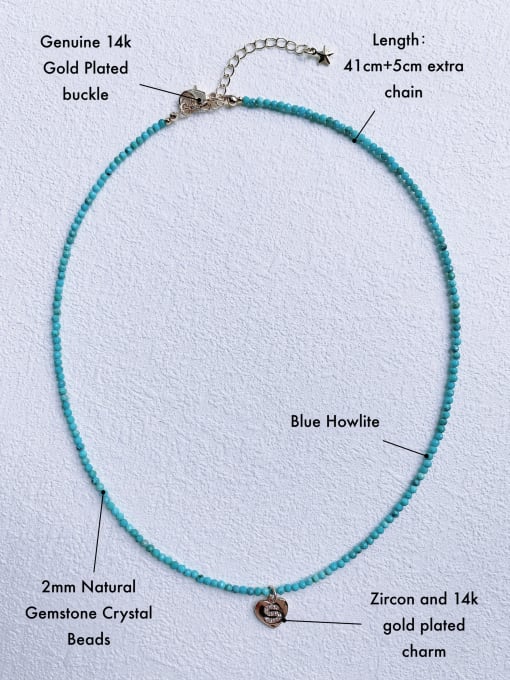 blue howlite chain+Heart Pendant N-DIY-013 Natural Stone Heart Bohemia Handmade Beaded Necklace