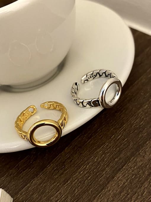 LM Brass Round Ring With Gold color and silver color 3