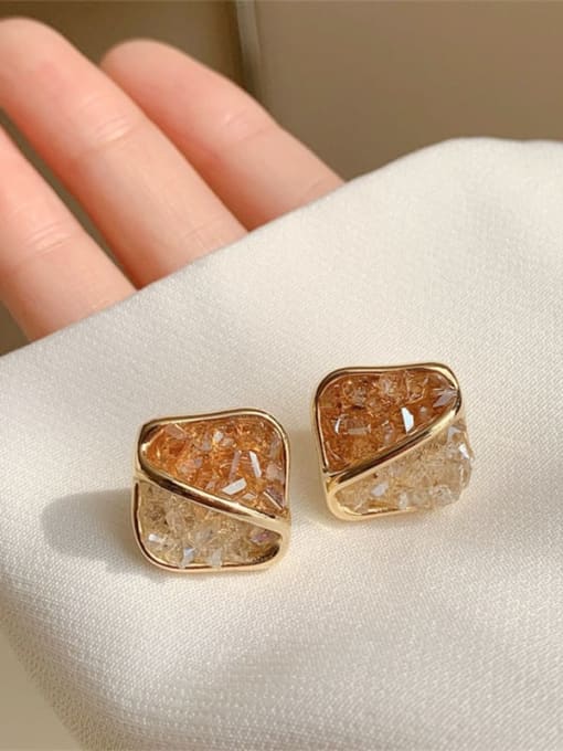 Curry crystal Alloy Crystal Square Vintage Stud Earring