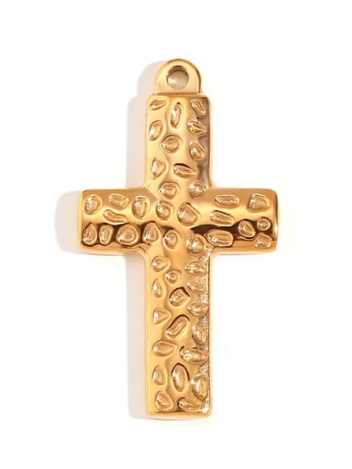 Irregular Peanut Imprinted Cross Pendant Stainless steel 18K Gold Plated Irregular Charm