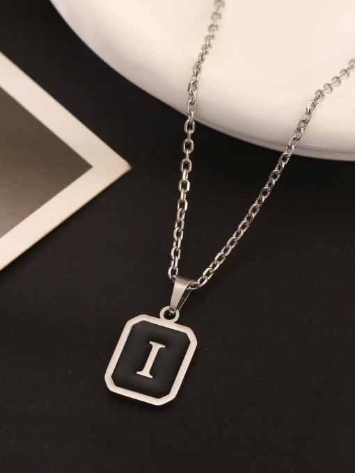 I Stainless steel Geometric Initials Necklace