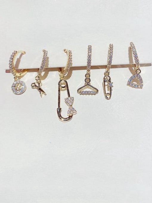 Ming Brass Cubic Zirconia Geometric Dainty Huggie Earring 1