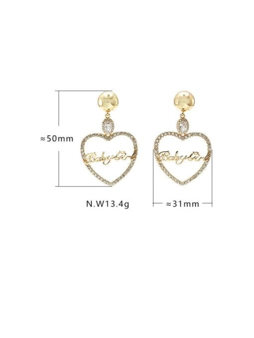 XYZ Brass Cubic Zirconia Heart Minimalist Drop Earring 3