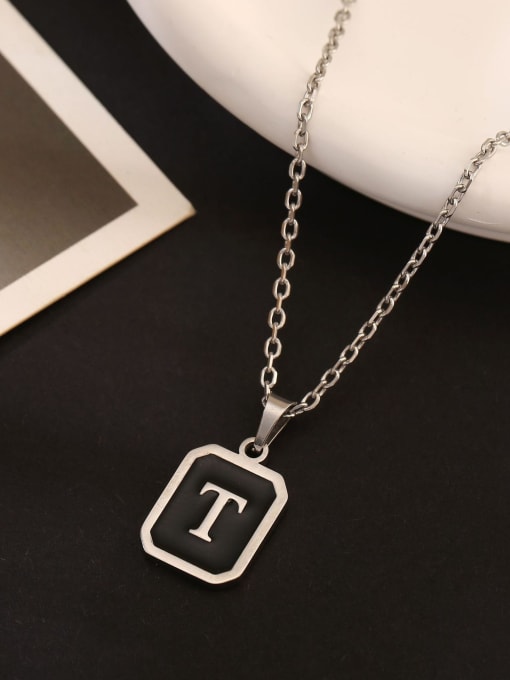 T Stainless steel Geometric Initials Necklace
