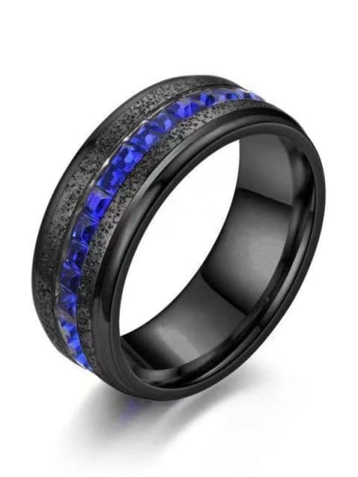 black Titanium Steel Geometric Band Ring