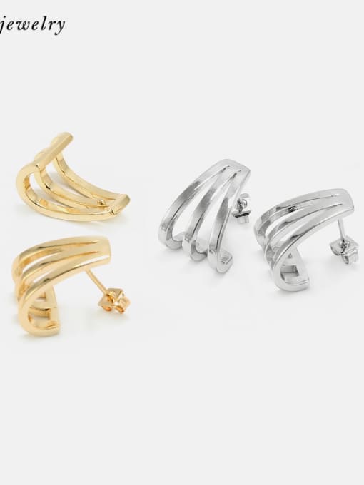 XYZ Brass Geometric Minimalist Stud Earring 3