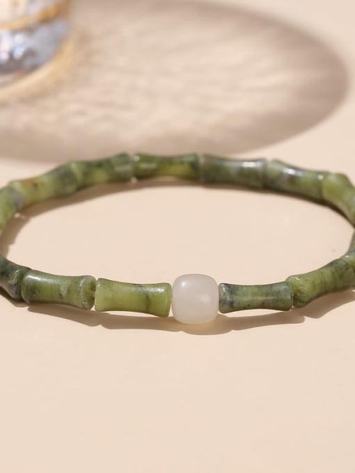 Section 2 Olive jade Bamboo joint Vintage Beaded Bracelet
