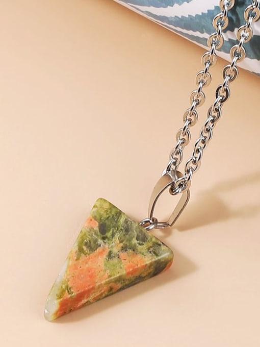 Natural glauconite Multicolor Natural Stone +triangle Shape Geometric Artisan Necklace